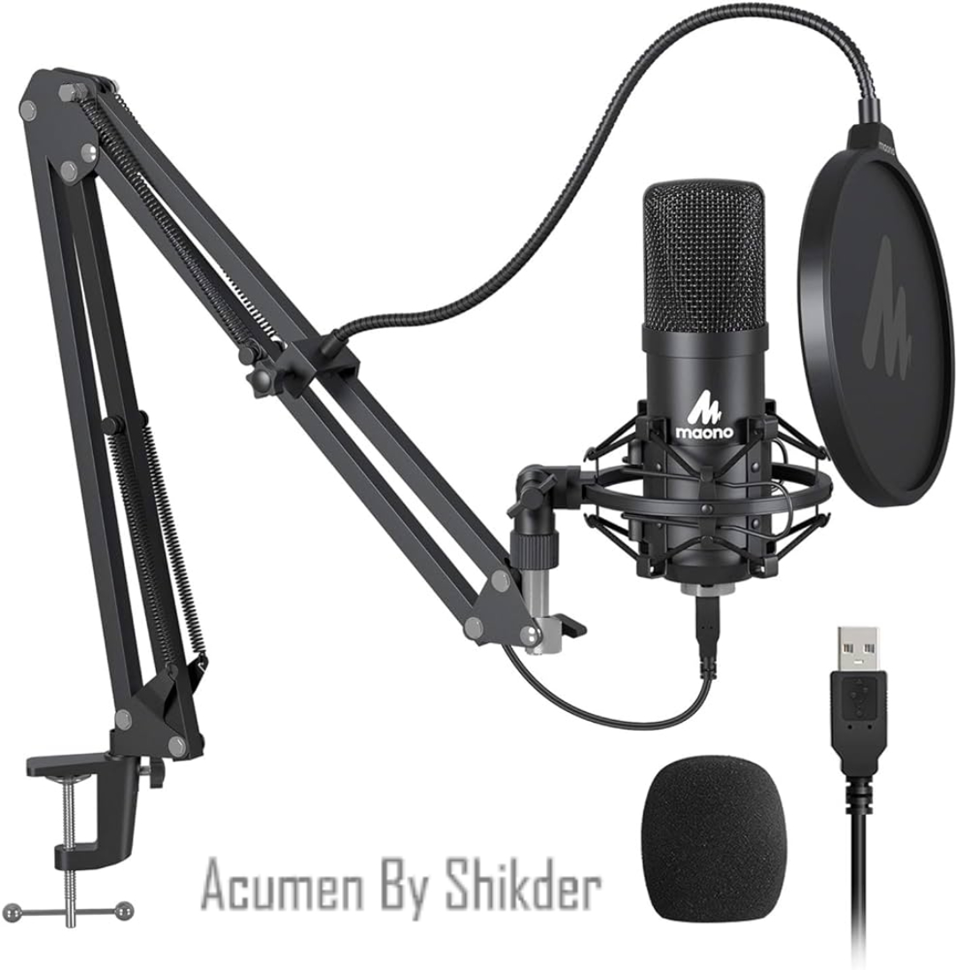 0903 (1) MAONO AU-A04 USB Microphone Combo Setup, Plug & Play USB Cardioid Podcast Condenser Microphone - Image 1